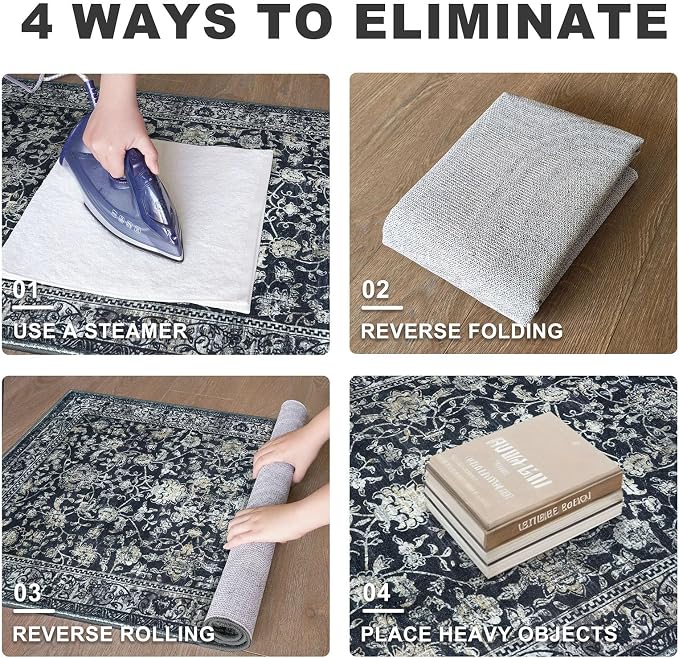 KILOCOCO Runner for Hallway 3x14 Runner Rug Printed Vintage Floral Washable Rug - Image 9