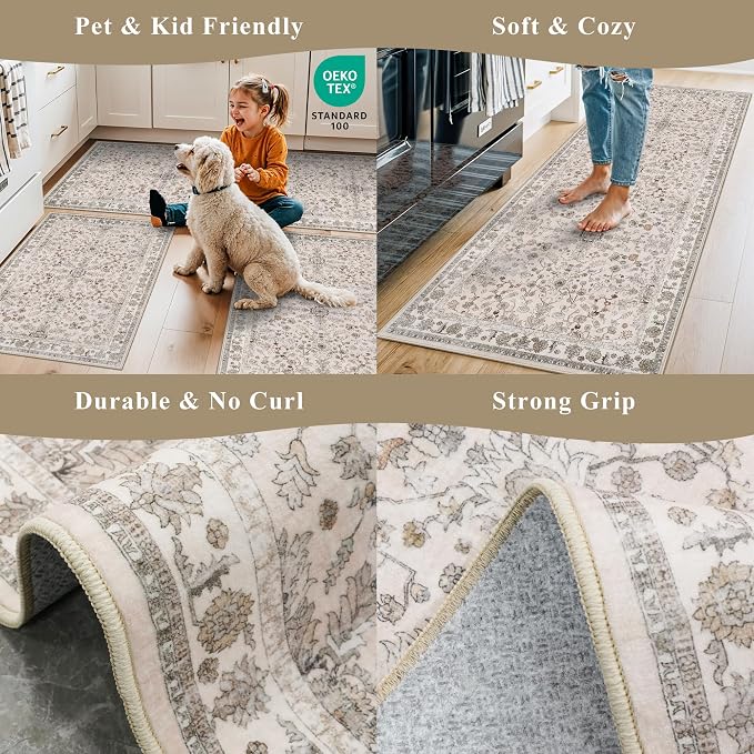 5x5 Square Washable Rug for Living Room: Non Slip Indoor Entryway Foot Carpet - Image 5