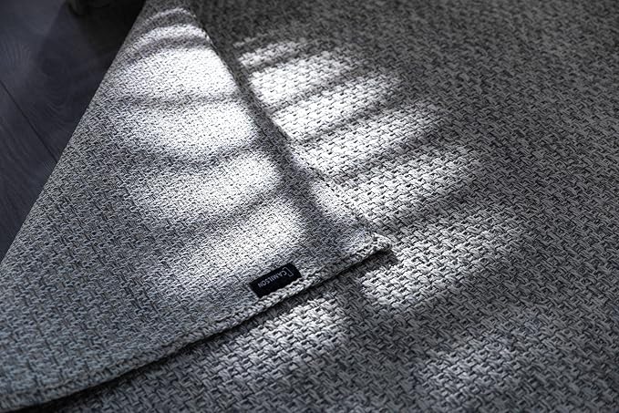 CAMILSON Indoor and Outdoor Runner Rug Gray Solid Boho Woven Design - Image 5