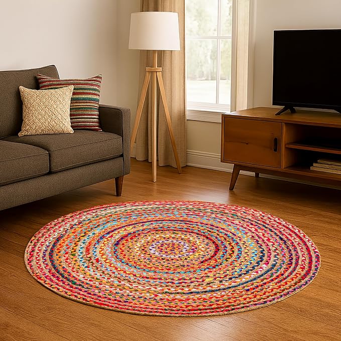 Hausattire Bohemian Braided Rug 4' Round - Image 3