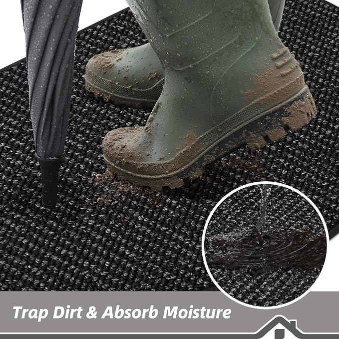 BEQHAUSE Dirt Trapper Door Mat 24" x 36" Half Circle Non-Slip Washable Doormats - Image 3