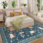 DUKINO 5x7 Rug for Living Room, Lightweight Animal Dog Print Washable Area Rug - Image 3