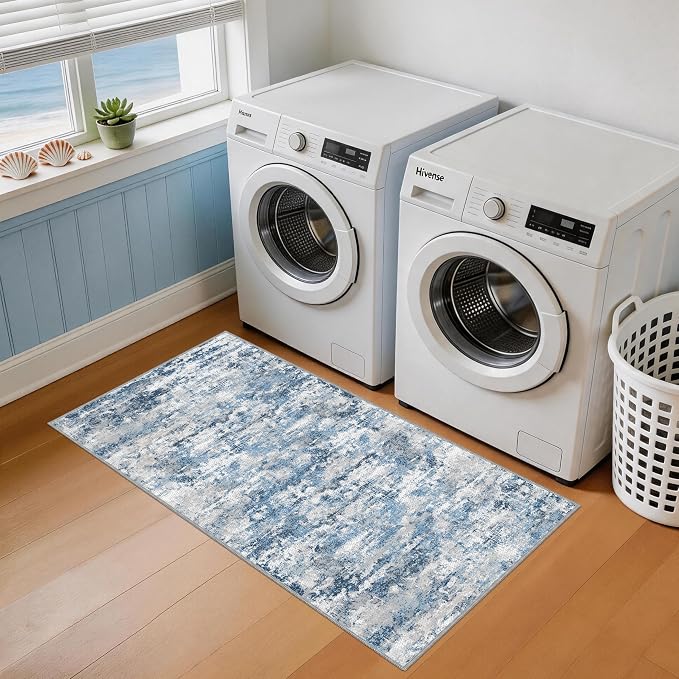 Runners for Hallways Ultra Non-Slip 2x4 Washable Kitchen Rug Abstract Tear and - Image 3