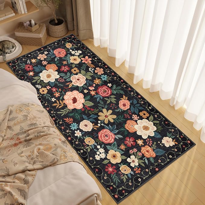 DUKINO 3x6 Runner Rug, Washable Soft Floral Hallway Runner Rug - Image 3