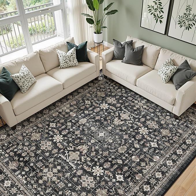 Dark Grey Dining Room Rugs for Under Table by WelcometoBabovid