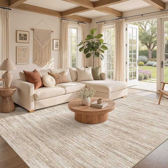 Nakagishi 7X9 Area Rugs Living Room: Washable Large Vintage Rug Neutral - Image 2