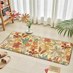 Orange Brown Botanical Kitchen Rugs Set of 2 Fall Maple Anti-Fatigue Kitchen - Image 3