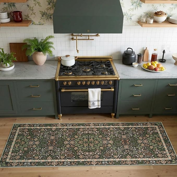 jinchan Zenith Floral Runner Rug 2x6 Washable Kitchen Runner Non-Slip Low-Pile by JINCHAN