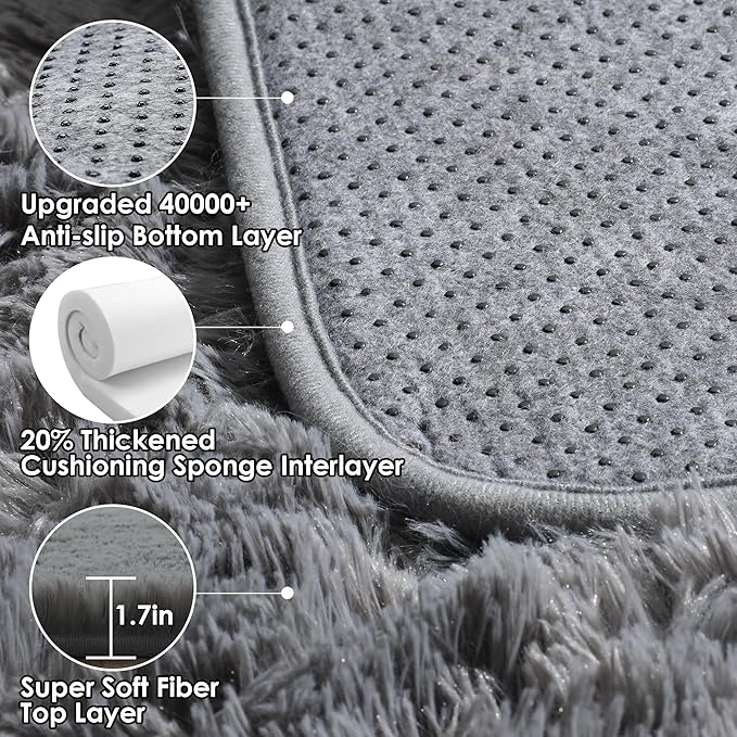 ONASAR Grey 6x9 Area Rugs for Living Room, Ultra Soft Plush Big Indoor Floor - Image 3