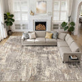 LOONGRUG 10x14 Brown Gray Abstract Area Rug by LOONGRUG