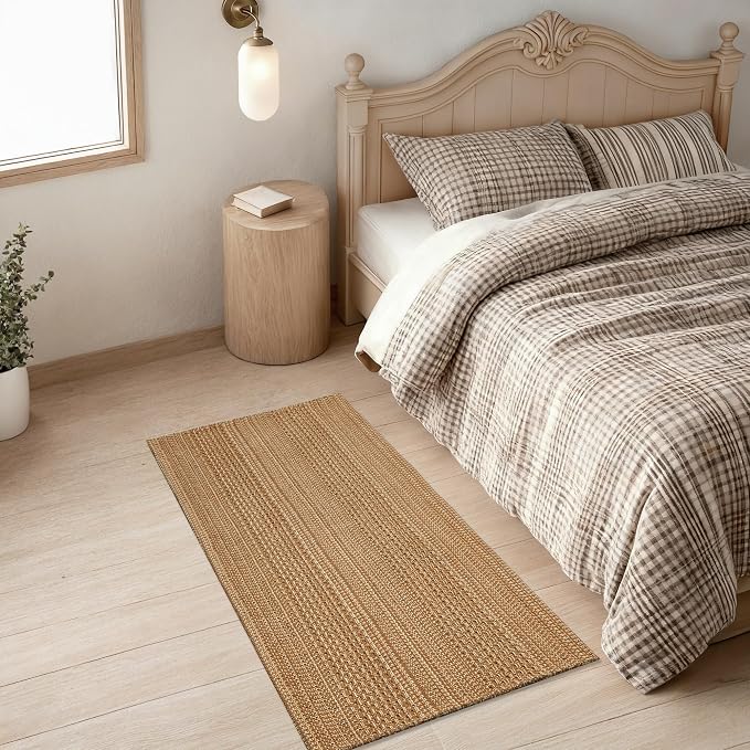 MatEssenz 2x4 Washable Rug, Textured Natural Woven Low-Profile Small Runner by MatEssenz