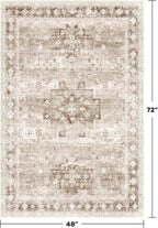 Hazo Haus Washable Neutral Farmhouse Living Room Rug, 4x6 Area Rugs - Image 2