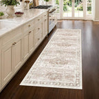 Beige Washable 8ft Long Runners by HazoHaus