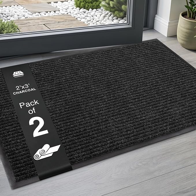 2 Pack Heavy Duty Entry Mat 2' x 3', Low Profile Door Rug by Unknown