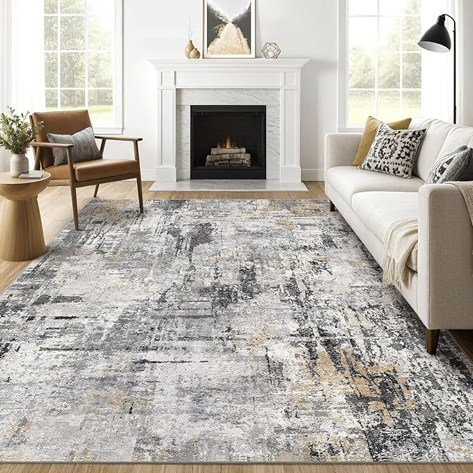 8x10 Area Rugs Living Room: Washable Large Abstract Soft Stain Resistant Indoor by LOONGRUG