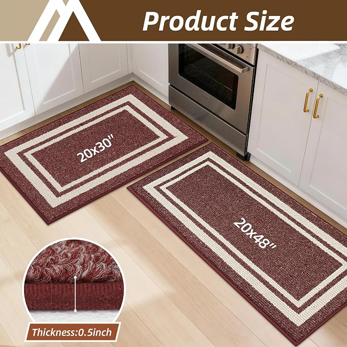 COSY HOMEER Kitchen Rugs Non-Slip 20" x30/20 x48 Inch Thick Polypropylene - Image 8