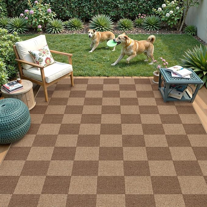Lahome Colette Checkered Easy Jute Living Room Rugs, 5x7 Large Dining Room - Image 7