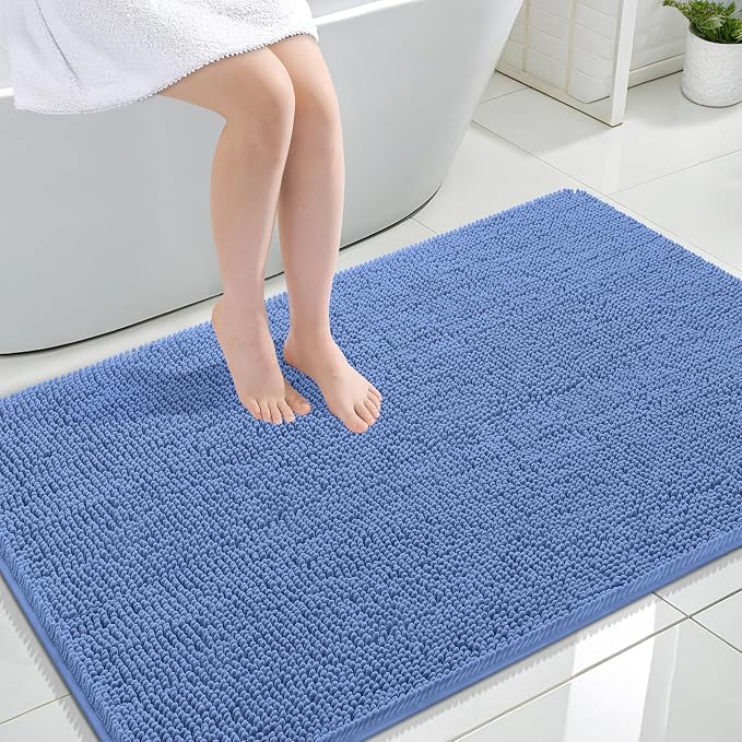 OLANLY Large Bathroom Rugs 47x32, Soft Absorbent Chenille Bath Rugs, Rubber by OLANLY