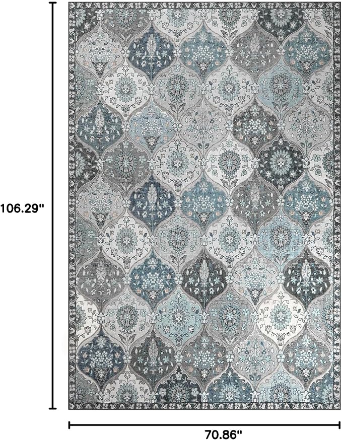 Lahome Moroccan Washable Area Rug 6x9, Ultra-Thin Large Living Room Rugs - Image 2