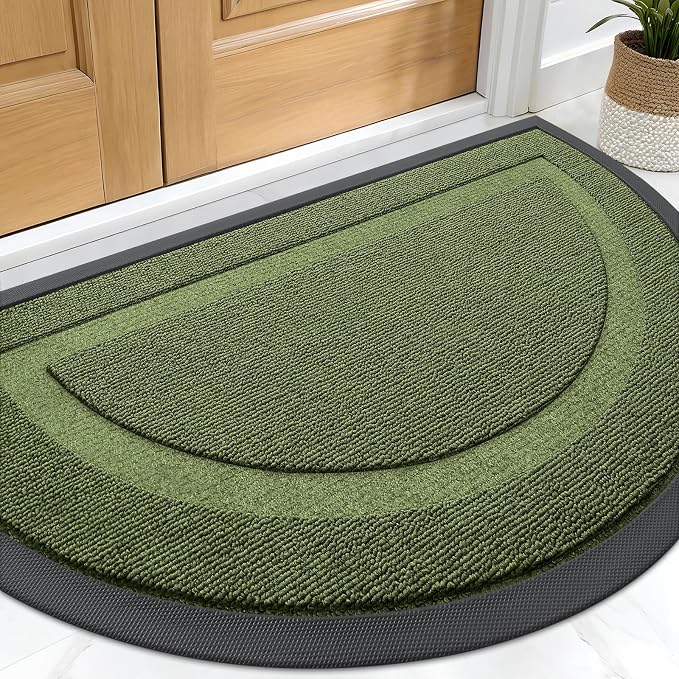OLANLY Half Circle Door Mat Indoor Outdoor Entrance Welcome, Waterproof by OLANLY
