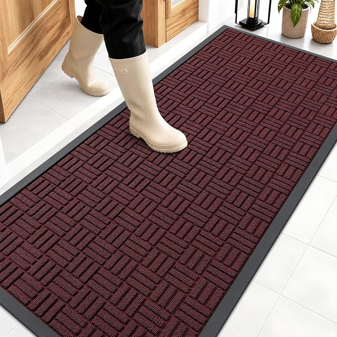 OLANLY Front Door Mat Outside Entrance 59x23, Heavy Duty Sturdy Natural Rubber by OLANLY