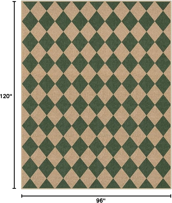 Lahome Colette Checkered Washable Rugs 8x10, Easy Jute Rug - Image 2