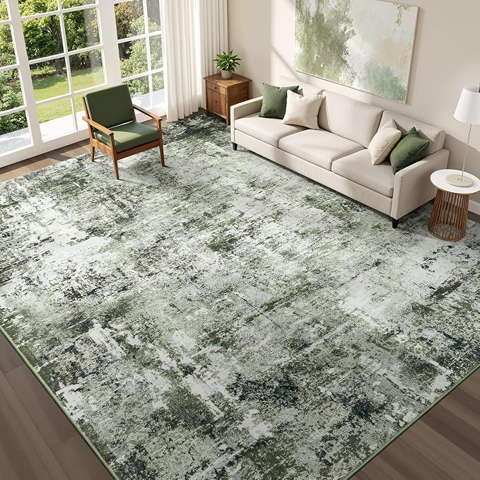 Rugflix 8x10 Area Rugs for Living Room, Washable Large Rug Stain-Resistant Low by RugflixAreaRugs