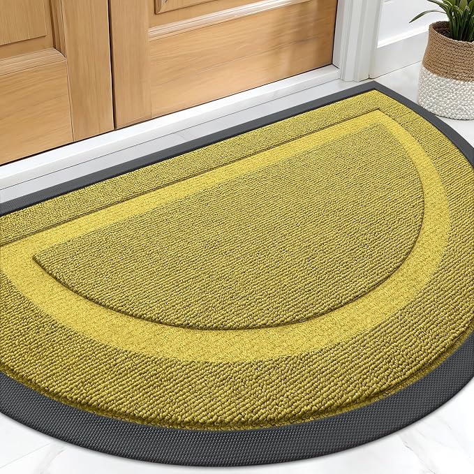 OLANLY Half Circle Door Mat Indoor Outdoor Entrance Welcome, Waterproof by OLANLY