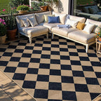 Lahome Colette Checkered Easy Jute Patio Rug, 6x9 Washable Indoor Outdoor Rug - Image 3