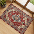 RELEANY Area Rugs Small 2'x4' Washable Non-Slip, Floral Vintage Distress by RELEANY
