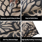Outdoor Plastic Straw Rug Waterproof Patio 6x9 Black Brown Floral Mat - Image 8