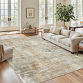 Soalmost Abstract Rug 5x7 Machine Washable Area Indoor Orange Low Pile Non-Slip by Soalmost