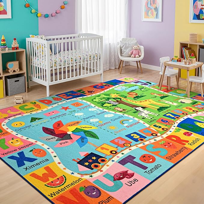 Maxsoft Kids Rug for Playroom, Educational 6x9 Play Mat for Classroom, Washable - Image 6