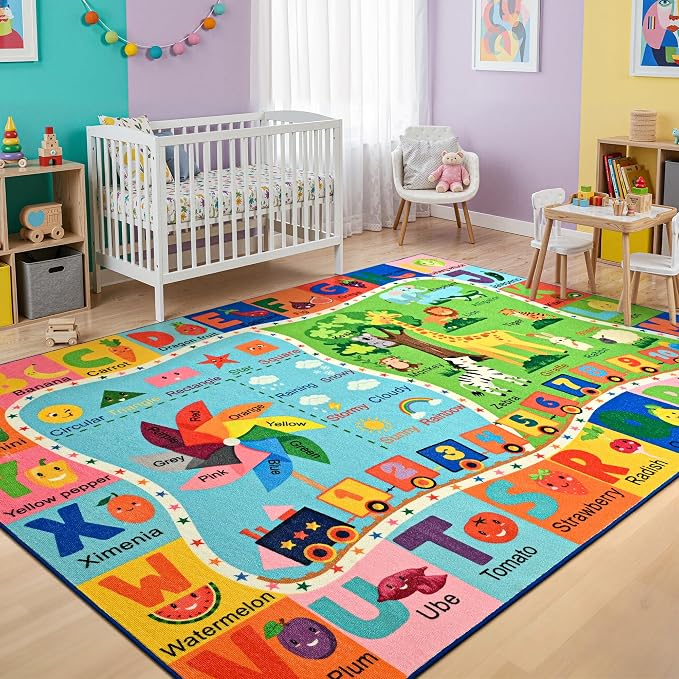 Maxsoft Kids Rug for Playroom, Educational 5x7 Play Mat for Classroom, Washable - Image 4
