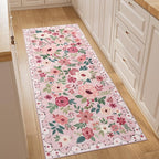 DUKINO 2x5 Runner Rug for Hallway, Washable Kitchen Floral Runner Rug by DUKINO