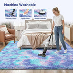 Rainbow 8x10 Fluffy Rugs for Girls Bedroom: Large Shag High Pile Area Rug - Image 8