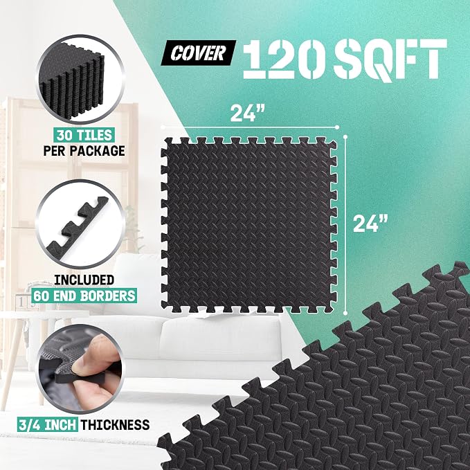Yes4All 24SQFT-120SQFT Puzzle Exercise Mat - Image 2