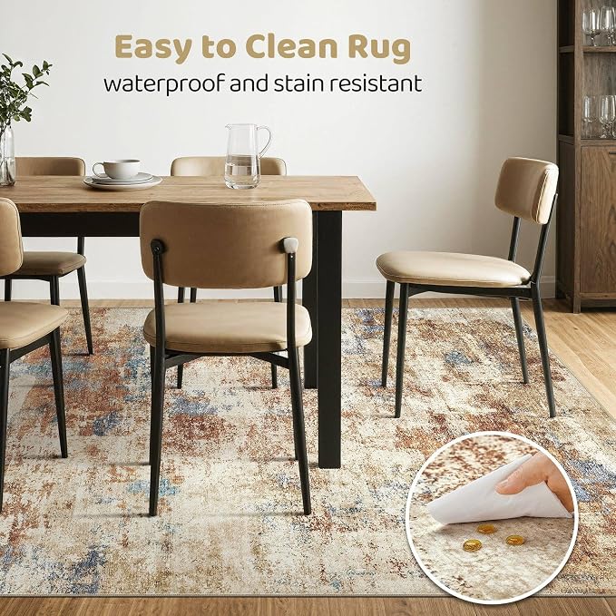 6x9 Area Rugs Washable Rug: Large Abstract Modern Soft Stain Resistant Indoor - Image 6