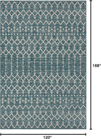 JONATHAN Y Moroccan Geometric Indoor Outdoor Area Rug 10X14 Teal/Gray, Ourika - Image 2