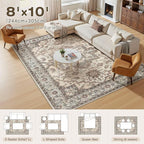 8x10 Area Rugs Living Room: Washable Vintage Rug Large Non-Slip Stain Resistant - Image 9