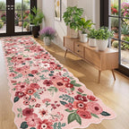 DUKINO 3x10 Washable Runner Rug, Non Slip Floral Ultra Soft Runner - Image 3