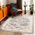 CHAMPLANT 3'x5' Blue Khaki Vintage Washable Thin Area Rug Traditional Floor by CHAMPLANT
