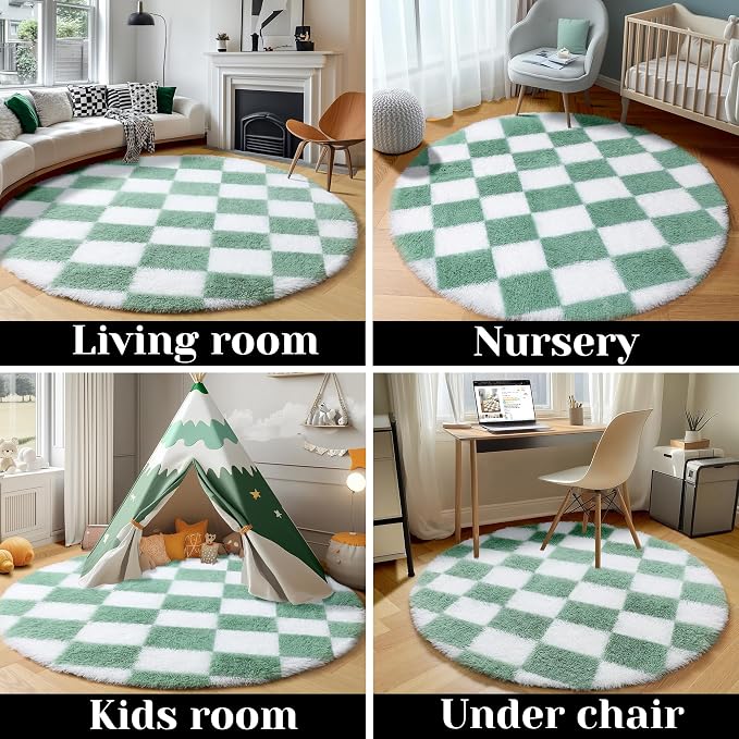 KICMOR Round Rugs 5ft for Bedroom Living Room, Fluffy Soft Circle Area Rug - Image 5