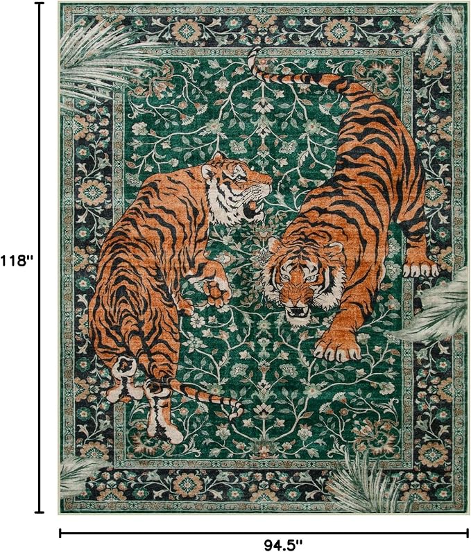 Moynesa Tiger Washable Rugs, 8x10 Area Rugs - Image 2