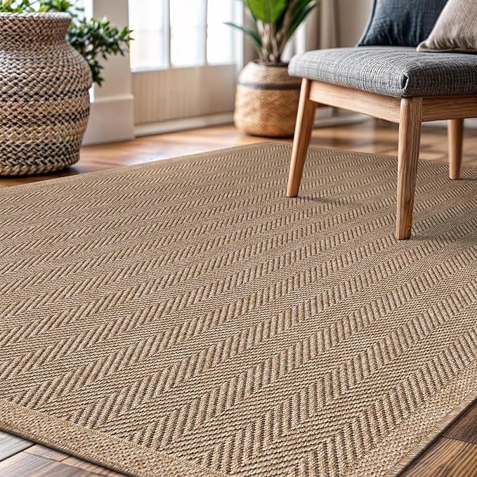 CAMILSON Easy Jute Rug 9x12, Indoor Outdoor Natural Color Fiber Area Rugs - Image 6