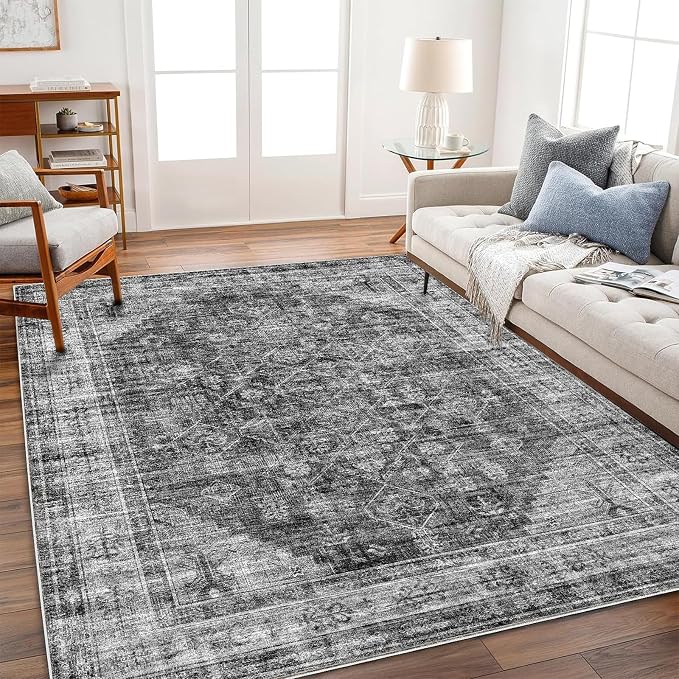 CHAMPLANT Washable Area Rug 4'x6' Vintage Traditional Floor Cover Foldable Thin by CHAMPLANT