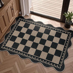 Checkered Easy Jute Entryway Rug, 2x3 Washable Non Slip Kitchen Rug, Indoor by LORWER