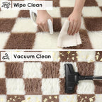KICMOR Living Room Rug 5x8 Brown and Cream White, Large Fluffy Shag Fuzzy - Image 4