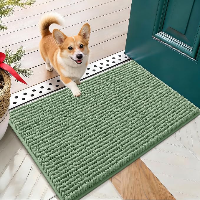 OLANLY Dog Door Mat for Muddy Paws 24x16, Ultra Absorbent Chenille Mud Doormat by OLANLY