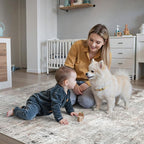 Soalmost Abstract Rug 8x10 Large Living Room Rugs Neutral Modern Washable Area - Image 2